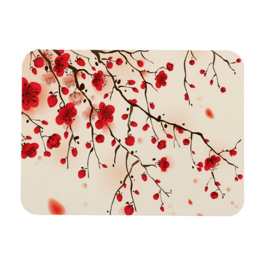 Malerei im orientalischen Stil, Pflaumenblüte im F Magnet (Horizontal)