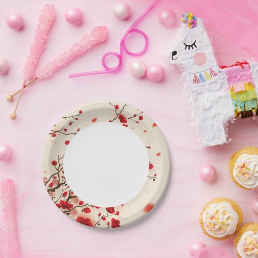 Malerei im orientalischen Stil, Pflaumenblüte im F Pappteller (Party)