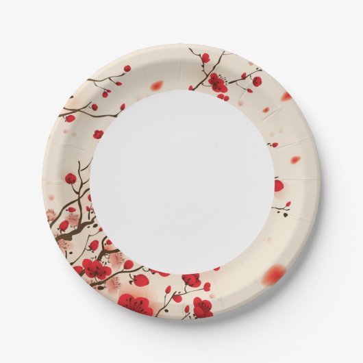 Malerei im orientalischen Stil, Pflaumenblüte im F Pappteller (Vorderseite)