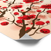 Malerei im orientalischen Stil, Pflaumenblüte im F Poster (Ecke)