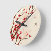 Malerei im orientalischen Stil, Pflaumenblüte im F Runde Wanduhr (Winkel)