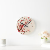 Malerei im orientalischen Stil, Pflaumenblüte im F Runde Wanduhr (Zuhause)