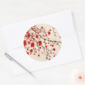 Malerei im orientalischen Stil, Pflaumenblüte im F Runder Aufkleber (Umschlag)