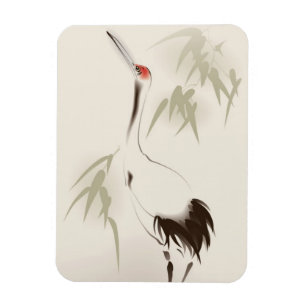 Malerei im orientalischen Stil, roter Kranich Magnet