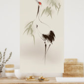 Malerei im orientalischen Stil, roter Kranich Poster (Küche)