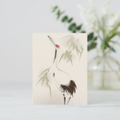 Malerei im orientalischen Stil, roter Kranich Postkarte (Stehend Vorderseite)