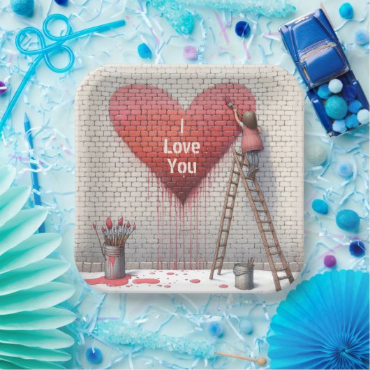 Malerei in Liebe Ihr Herz Mural Pappteller (Party)