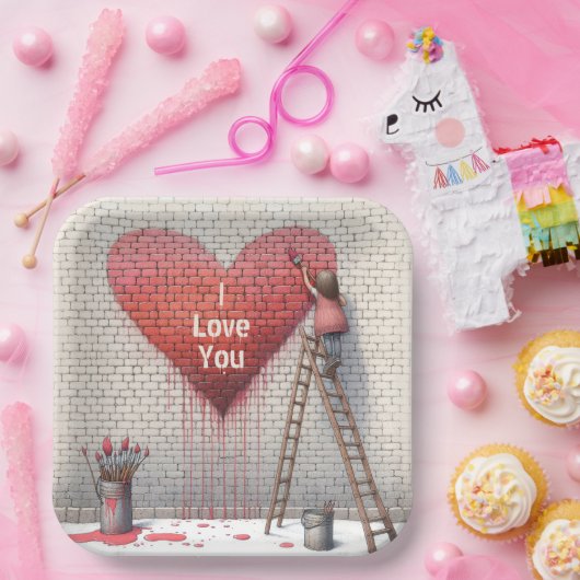 Malerei in Liebe Ihr Herz Mural Pappteller (Party)