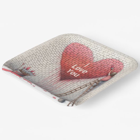 Malerei in Liebe Ihr Herz Mural Pappteller (Gewinkelt)