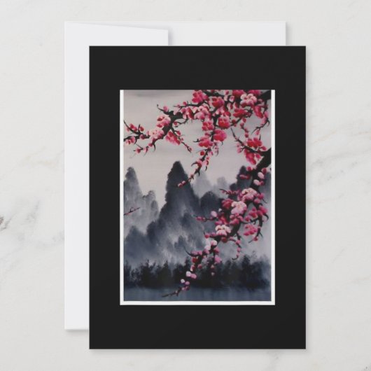 Malerei | Japanischer Kunstkreuz Blossom Berg Feiertagskarte (Vorderseite)
