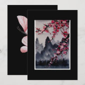 Malerei | Japanischer Kunstkreuz Blossom Berg Feiertagskarte (Vorne/Hinten)