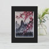 Malerei | Japanischer Kunstkreuz Blossom Berg Feiertagskarte (Stehend Vorderseite)