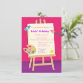 Malerei-Kunst-Kindergeburtstag-Party Einladung (Stehend Vorderseite)