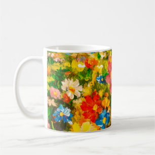 Malerei Lichtung mit großen farbenfrohen Wildblume Kaffeetasse