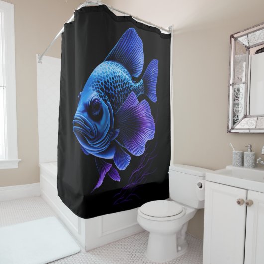 Malerei Lila und Blauer Fisch Duschvorhang (Beispiel)