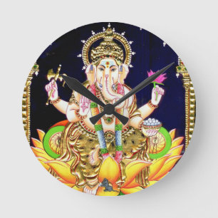 MALEREI LOTUSS GANESHA TANJORE RUNDE WANDUHR