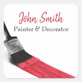 Malerei Maler Service Company Brush Red Quadratischer Aufkleber