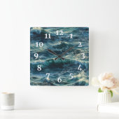 Malerei Meer Surges Blau Quadratische Wanduhr (Zuhause)