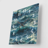 Malerei Meer Surges Blau Quadratische Wanduhr (Winkel)