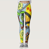 Malerei "MidCentury Mod Abstrakt Garden Bee" auf e Leggings (Vorderseite)