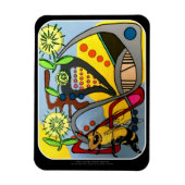 Malerei "MidCentury Mod Abstrakt Garden Bee" auf e Magnet (Vertikal)