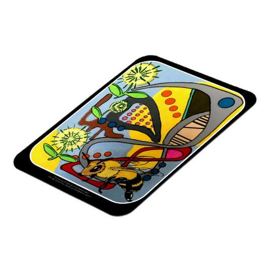 Malerei "MidCentury Mod Abstrakt Garden Bee" auf e Magnet (Linke Seite)