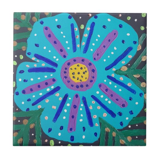 Malerei mit blauer Blume Fliese (Vorderseite)