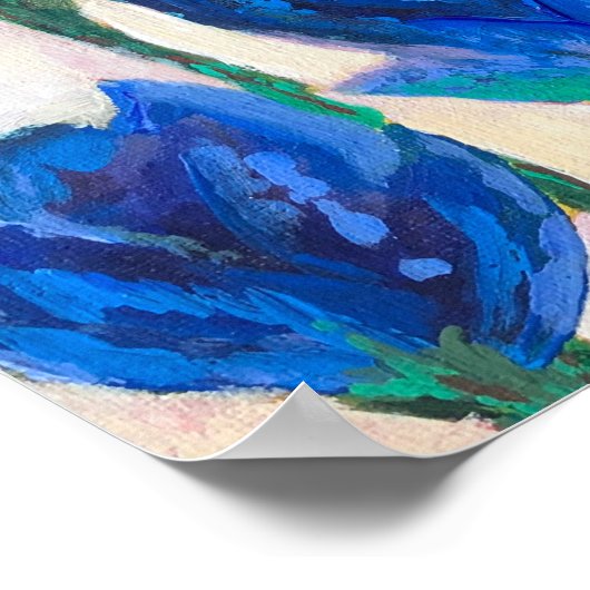 Malerei mit blauer Blume Poster (Ecke)
