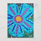 Malerei mit blauer Blume Postkarte (Vorderseite)