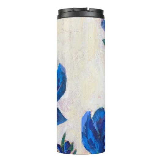 Malerei mit blauer Blume Thermosbecher (Rückseite)