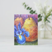 Malerei mit Blauer Irisblende und Fruchtbirne - Mu Postkarte (Stehend Vorderseite)