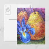 Malerei mit Blauer Irisblende und Fruchtbirne - Mu Postkarte (Vorne/Hinten)