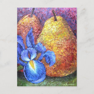 Malerei mit Blauer Irisblende und Fruchtbirne - Mu Postkarte