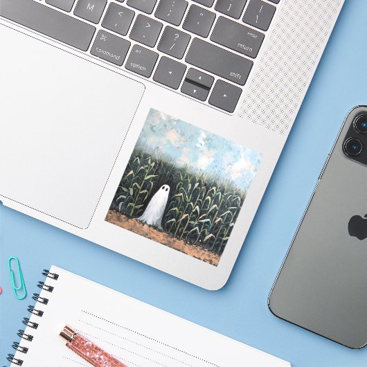 Malerei mit Feldölfelsenmasten aus Ghost Aufkleber (Laptop mit iPhone)