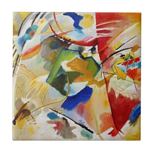 Malerei mit grüner Mitte von Wassily Kandinsky Fliese (Vorderseite)