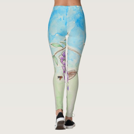 Malerei mit Hummingvogel und Wisteria Leggings (Rückseite)