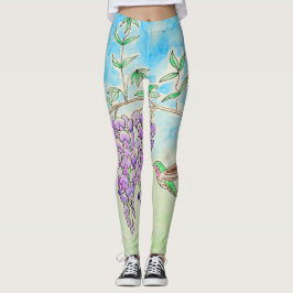 Malerei mit Hummingvogel und Wisteria Leggings