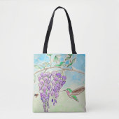 Malerei mit Hummingvogel und Wisteria Tasche (Vorderseite)
