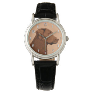 Malerei mit Labrador Retriever (Schokolade) - Hund Armbanduhr