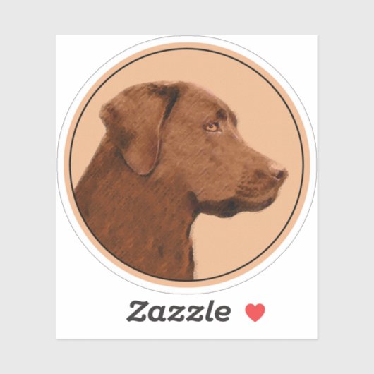 Malerei mit Labrador Retriever (Schokolade) - Hund Aufkleber (Blatt)