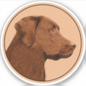 Malerei mit Labrador Retriever (Schokolade) - Hund Aufkleber (Vorderseite)