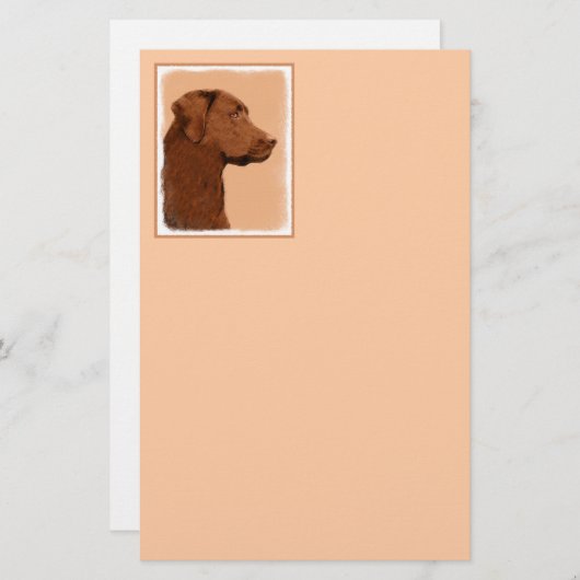 Malerei mit Labrador Retriever (Schokolade) - Hund Briefpapier (Vorne/Hinten)