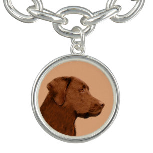 Malerei mit Labrador Retriever (Schokolade) - Hund Charm Armband