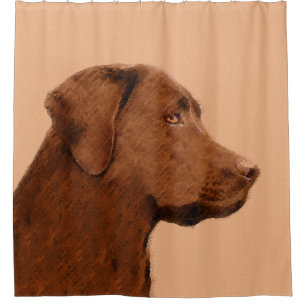 Malerei mit Labrador Retriever (Schokolade) - Hund Duschvorhang