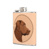 Malerei mit Labrador Retriever (Schokolade) - Hund Flachmann (Links)