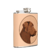 Malerei mit Labrador Retriever (Schokolade) - Hund Flachmann (Rechts)
