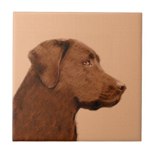 Malerei mit Labrador Retriever (Schokolade) - Hund Fliese