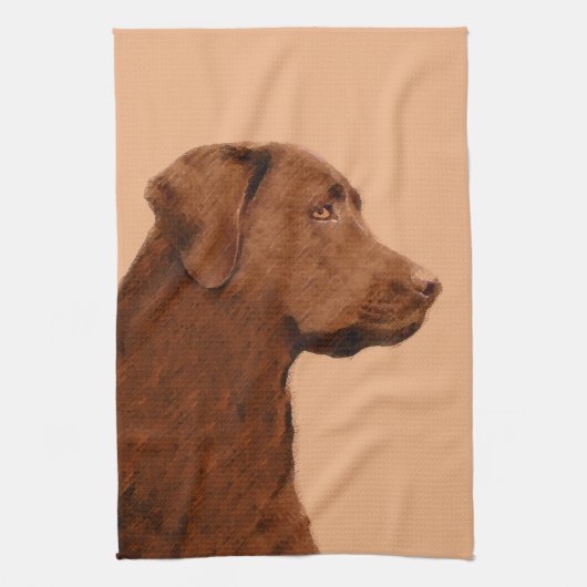 Malerei mit Labrador Retriever (Schokolade) - Hund Geschirrtuch (Vertikal)