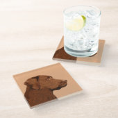 Malerei mit Labrador Retriever (Schokolade) - Hund Glasuntersetzer (Schrägansicht)