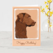 Malerei mit Labrador Retriever (Schokolade) - Hund Karte (Gelbe Blume)